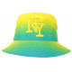 Chapeau Bob NY Jaune Fluo et Turquoise Fashion Streetwear Renbo ANCIENNES COLLECTIONS divers