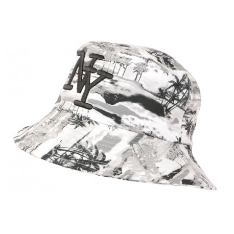 Chapeau Bob NY Gris et Noir Look Tropical Streetwear Exotyq ANCIENNES COLLECTIONS divers