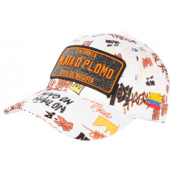 Casquette Plata o Plomo Blanche et Orange Strass Streetwear Power Colombia Baseball CASQUETTES SKR