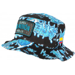 Chapeau Bob El Patron Bleu et Noir Medellin Streetwear Fashion Colombia BOB SKR