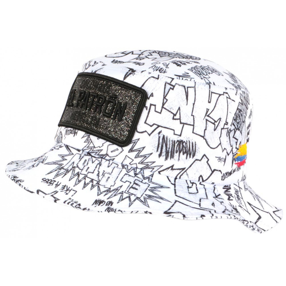 SKR Cappello Bob El Patron Medellin Unisex – Bianco E Nero Streetwear, Taglia Unica, Tessuto Morbido