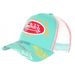 Casquette Von Dutch Vert Turquoise Print Custom Filet Baseball ANCIENNES COLLECTIONS divers