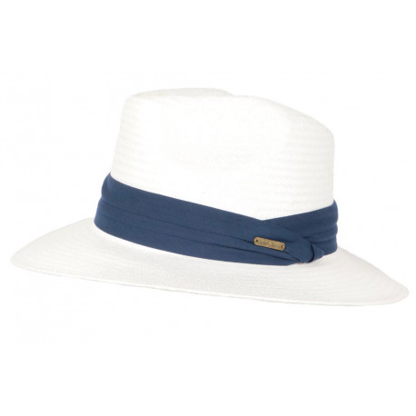 Chapeau de Paille Blanc Ceinture Bleue Classe et Tendance Théo CHAPEAUX Léon montane