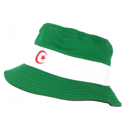 Chapeau Bob Algerie Vert et Blanc Reversible Noir en coton BOB Nyls Création