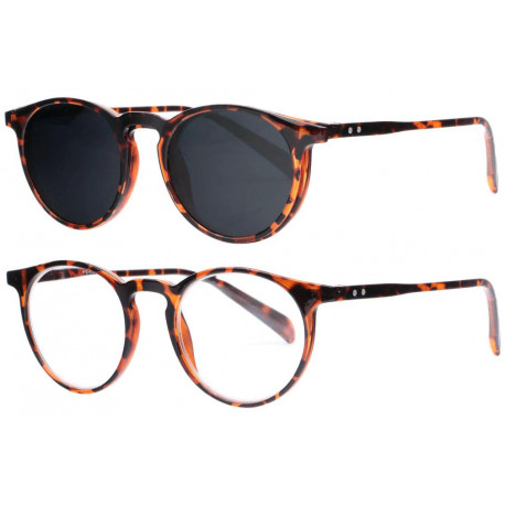 Lunettes de Lecture Solaires Clip Aimante Marrons Rondes Syna Lunettes Loupe Solaire New Time