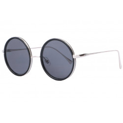 Grandes Lunettes Soleil Rondes Noires Monture Argent homme femme Olky LUNETTES SOLEIL Eye Wear