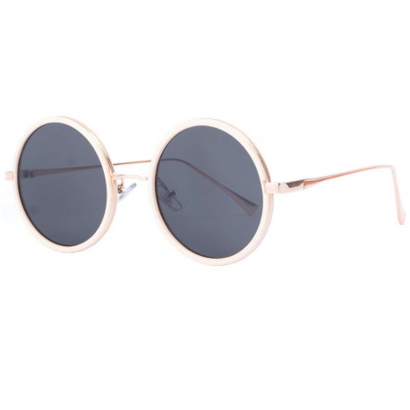 Grandes Lunettes Soleil Rondes Beiges Monture doree Classe Olky LUNETTES SOLEIL Eye Wear