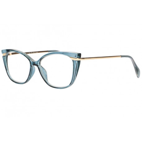 Lunettes Loupe Oeil de Chat Bleu Gris et Dorees Femme Sara Lunettes Loupes Proloupe