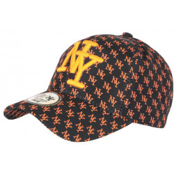 Casquette NY Orange Fluo et Noire Print New York Fashion Baseball Avenue ANCIENNES COLLECTIONS divers