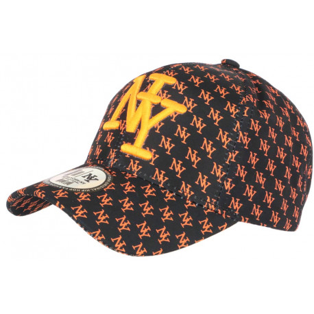 Casquette NY Orange Fluo et Noire Print New York Fashion Baseball Avenue ANCIENNES COLLECTIONS divers