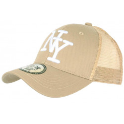 Casquette NY Filet Marron et Blanche Trucker Baseball Fashion Gybz CASQUETTES Hip Hop Honour