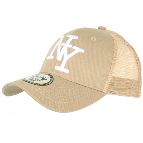 Casquette NY Filet Marron et Blanche Trucker Baseball Fashion Gybz CASQUETTES Hip Hop Honour