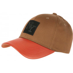 Casquette NY Marron Visière Cuir Rouge Orange Mode Baseball Major ANCIENNES COLLECTIONS divers