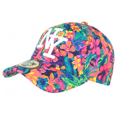 Casquette NY Orange et Bleue Florale Fantaisie Baseball Phuket CASQUETTES Hip Hop Honour