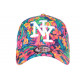 Casquette NY Orange et Bleue Florale Fantaisie Baseball Phuket CASQUETTES Hip Hop Honour