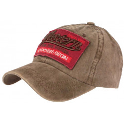 Casquette Baseball Vintage Marron et Rouge Coton NY Retro Western ANCIENNES COLLECTIONS divers