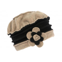 Bonnet Beret Femme Beige et Noir Polaire Deperlante Hiver Classe Syllia CHAPEAUX Léon montane