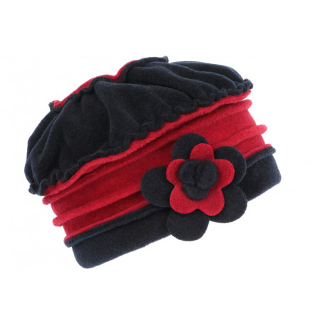 Bonnet Beret Femme Rouge et Bleu Polaire Deperlante Hiver Classe Syllia CHAPEAUX Léon montane