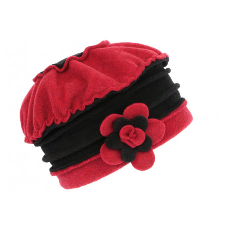 Bonnet Beret Femme Rouge et Noir Polaire Deperlante Hiver Classe Syllia CHAPEAUX Léon montane