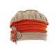 Bonnet Beret Femme Orange et Beige Polaire Deperlante Hiver Mode Syllia CHAPEAUX Léon montane