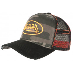 Casquette Von Dutch Camouflage Gris Patch Orange Custom Baseball Cam CASQUETTES VON DUTCH