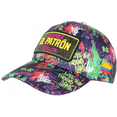 Casquette El Patron Violette et Verte Strass Streetwear Colombia Medellin Baseball CASQUETTES SKR