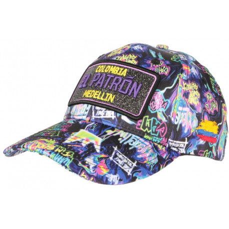 Casquette El Patron Violette et Bleue Strass Streetwear Colombia Medellin Baseball CASQUETTES SKR