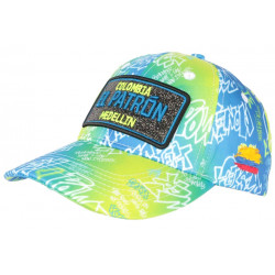 Casquette El Patron Jaune Fluo et Bleue Strass Streetwear Medellin Baseball CASQUETTES SKR