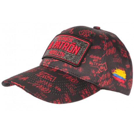 Casquette El Patron Rouge et Noire Strass Streetwear Medellin Baseball CASQUETTES SKR