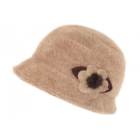 Chapeau femme beige hiver cloche, bonnet béret laine mode livré en 48h