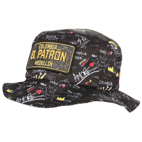 Chapeau Bob El Patron Noir et Doré Medellin Colombia Streetwear BOB SKR