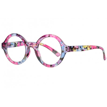 Grandes Lunettes de Lecture Rondes Roses a Fleurs Femme Giny Lunettes Loupes New Time