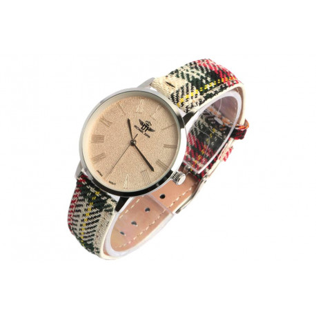 Montre Femme Originale Beige Bracelet Carreaux Ecossais Scostya Montre Michael John