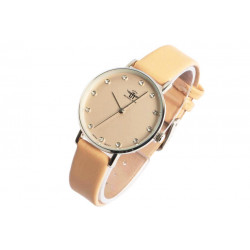 Montre Femme Strass Beige Boitier Argent Fantaisie Laly Montre Michael John