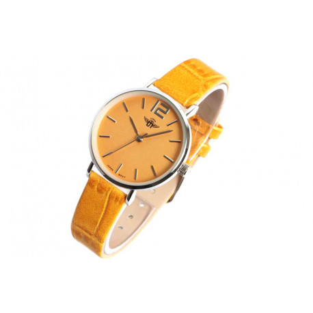 Montre Femme Jaune et Argent Cuir Tendance Lisa Montre Michael John