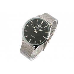 Grande Montre Maille Milanaise Argent et Noire Tendance Kanga Montre Michael John