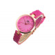 Montre Femme Rose Fuchsia Cuir et Strass Doré Originale Lily Montre Michael John