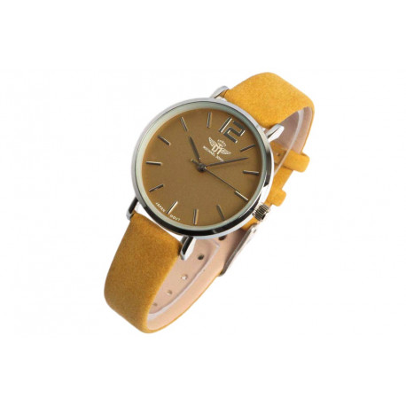 Montre Femme Jaune et Argent Cuir Tendance Lisa Montre Michael John