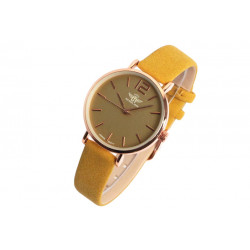 Montre Femme Jaune et Doree Cuir Tendance Lisa Montre Michael John