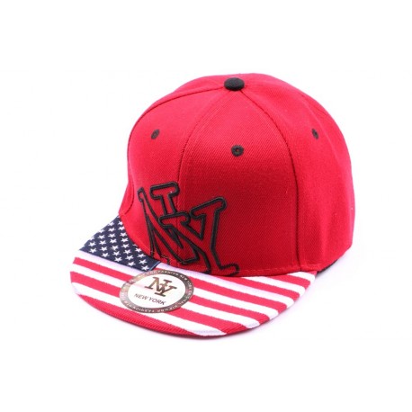 Casquette Snapback NY Rouge avec drapeau Us enfant à partir de 8 ans ANCIENNES COLLECTIONS divers