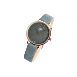 Montre Femme Bleue et Doree Cuir Tendance Lisa Montre Michael John