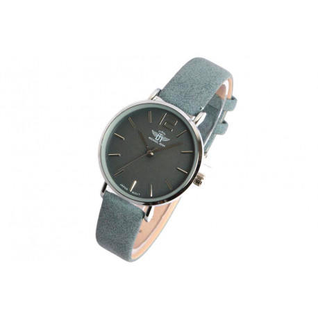 Montre Femme Bleue et Argent Cuir Tendance Lisa Montre Michael John