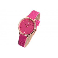 Montre Femme Fuchsia Rose et Doree Cuir Originale Lisa Montre Michael John