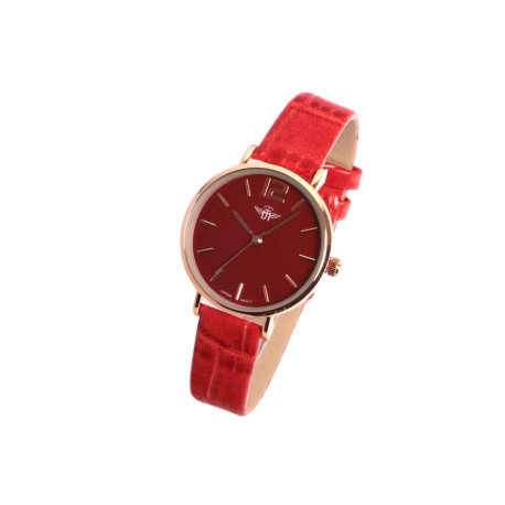 Montre Femme Rouge et Doree Cuir Originale Lisa Montre Michael John