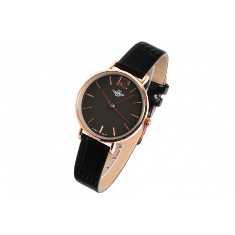 Montre Femme Noire et Doree Cuir Tendance Lisa Montre Michael John