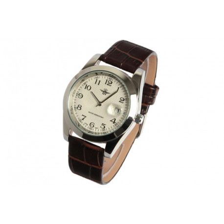 Montre Bracelet Cuir Marron Classe Dateur Etanche Mactur Montre Michael John