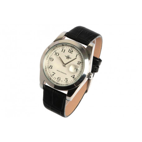 Montre Bracelet Cuir Noir Classe Dateur Etanche Mactur Montre Michael John