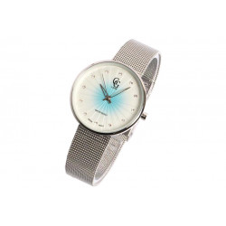 Bracelet Montre Femme Milanais Argent Bleue et Strass Sylya Montre Michael John