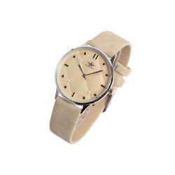 Bracelet Montre Cuir Beige et Argent Tendance et Chic Saika Montre Michael John