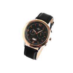 Montre Chronographe Doree Cuir Noir avec Dateur Classe Syonos Montre Michael John